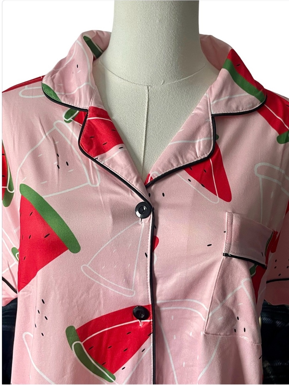 Watermelon Print Satin Pajama Set 🍉 NIB | Size Large - Picture 2 of 14